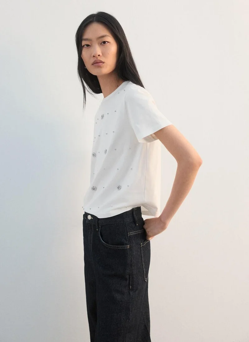 مانجو Strass cotton t-shirt