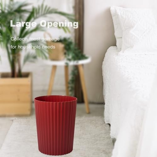 JiatuA Small Trash Can Plastic Wastebasket Round Garbage Container Bin for Bathroom Kitchen Bedroom Home Office College Dorm Dark Red - Image 3