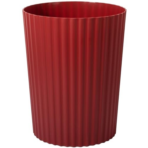 JiatuA Small Trash Can Plastic Wastebasket Round Garbage Container Bin for Bathroom Kitchen Bedroom Home Office College Dorm Dark Red - Image 1