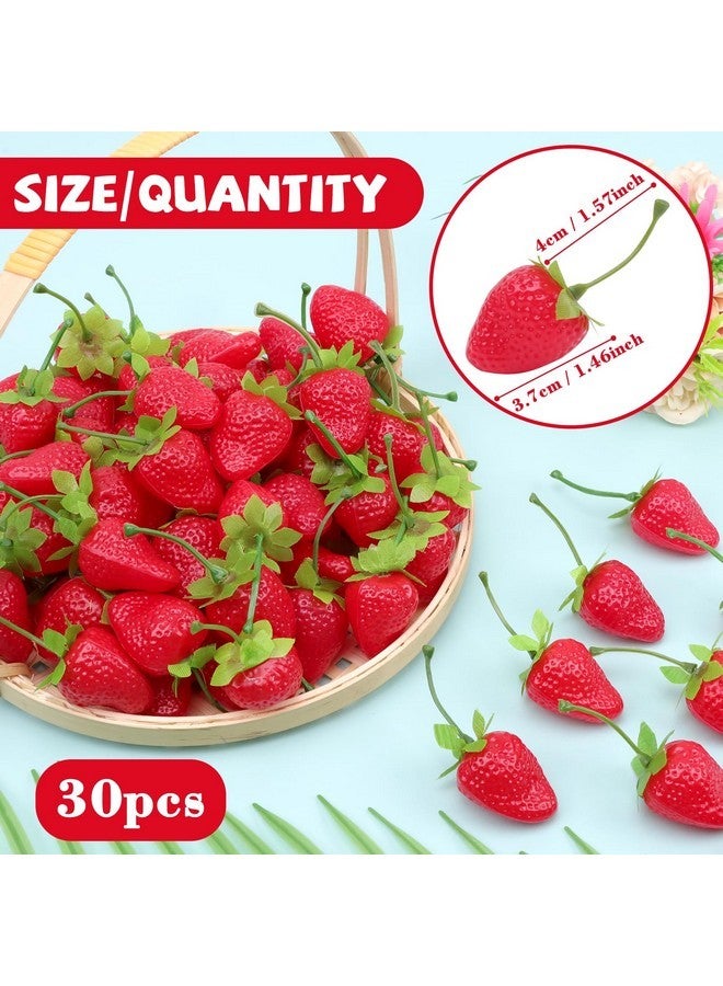 Gresorth 30pcs Artificial Lifelike Simulation Small Dard Red Strawberry Set Decoration Fake Fruit Home House Kitchen Decor - Image 2