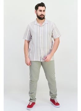 Algspar Men Regular Fit Stripe Short Sleeves Casual Shirt, White  - Image 4