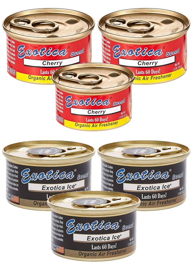 EXOTICA باقة قيمة من معطر الهواء العضوي EXOTICA 6 قطع، رائحة الثلج-3 ورائحة الكرز-3 - Image 1