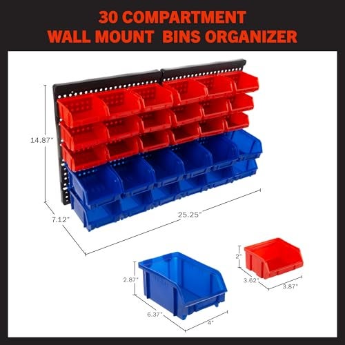 Stalwart 15-Bin Garage Organization Rack - Carbon Steel Rack with Removable Stackable Plastic Garage Storage Bins - Tools Organizer or Small Parts Organizer for Hardware, - Image 5