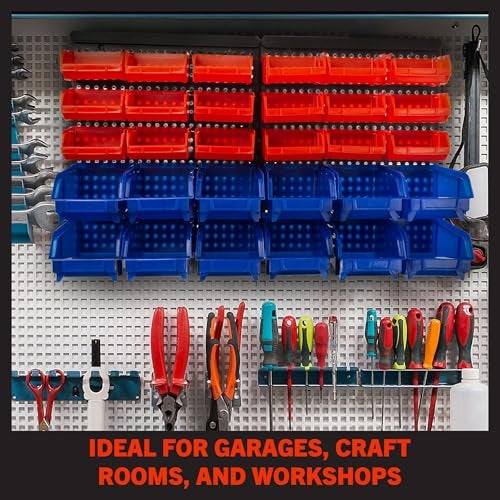 Stalwart 15-Bin Garage Organization Rack - Carbon Steel Rack with Removable Stackable Plastic Garage Storage Bins - Tools Organizer or Small Parts Organizer for Hardware, - Image 2