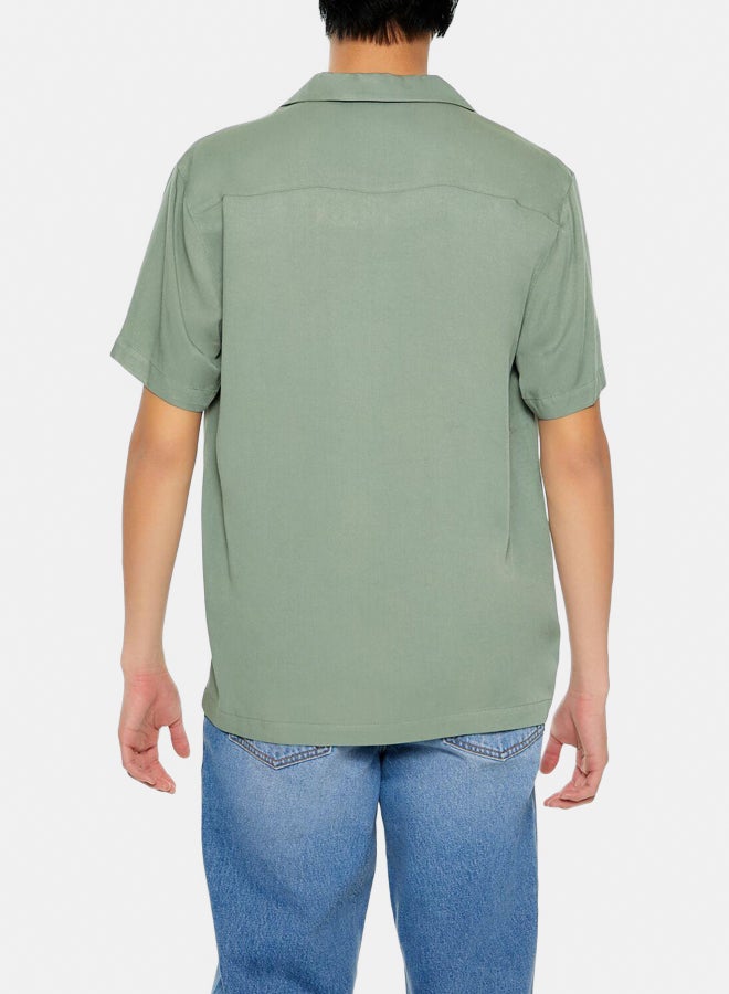 FOREVER 21 Rayon Cuban-Collar Shirt - Image 5