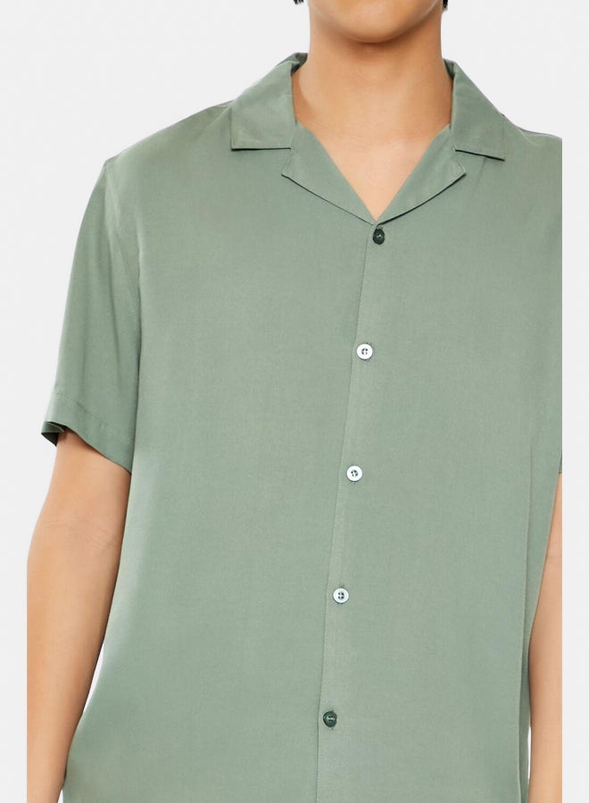 FOREVER 21 Rayon Cuban-Collar Shirt - Image 3