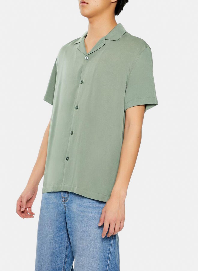FOREVER 21 Rayon Cuban-Collar Shirt - Image 4