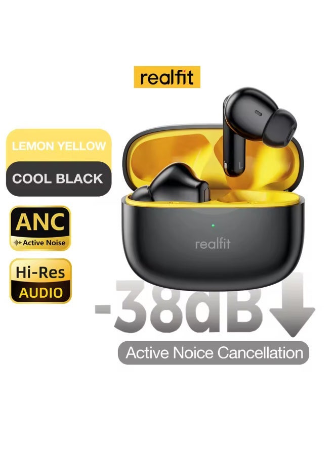 Realfit F3 ANC Active Noice Cancellation Bluetooth Earphones ENC Call HIFI Stereo Superb Bass Wireless Earbuds Sport Gaming - Image 1