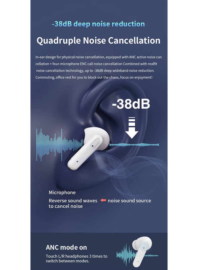 Realfit F3 ANC Active Noice Cancellation Bluetooth Earphones ENC Call HIFI Stereo Superb Bass Wireless Earbuds Sport Gaming - Image 5