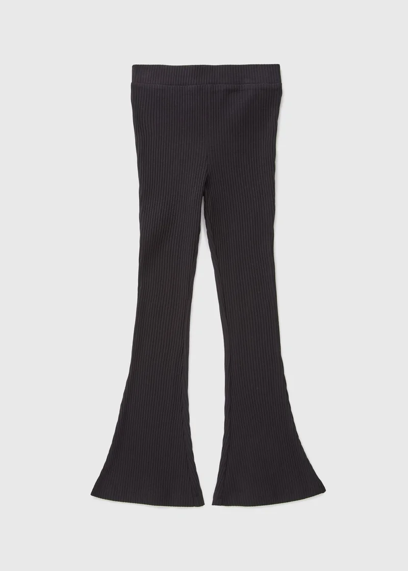 Matalan Girls Black Ribbed Flared Leggings