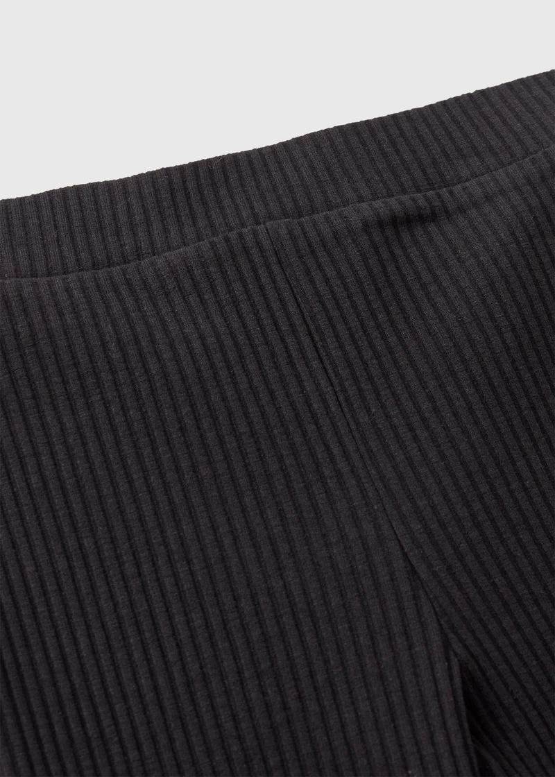 Matalan Girls Black Ribbed Flared Leggings