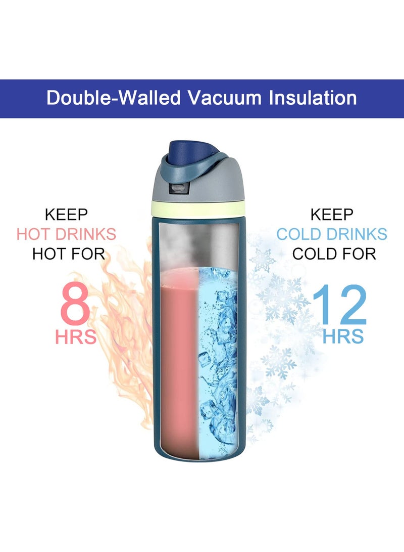 روییيس زجاجة مياه معزولة من الفولاذ المقاوم للصدأ سعة 24 أونصة، زجاجة رياضية مانعة للتسرب وخالية من مادة BPA مع ماصّة، قارورة حرارية للصالة الرياضية والسفر والمشي لمسافات طويلة، تحافظ على برودة الثلج طوال اليوم - Image 4