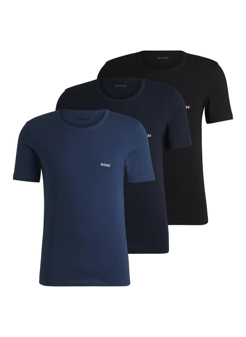 بوس Three-pack of cotton underwear T-shirts with logo embroidery