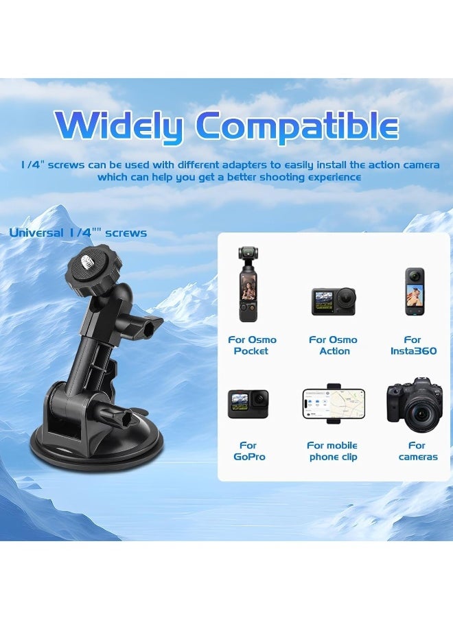 Generic Camera Suction Cup Adapter Holder, Car Windshield Dashboard Dashboard Stand, Heavy Action Camera Stand, Power Suction Cup Camera Stand, Camera Car Mount with Tripod Adapter and Phone Holder  - Image 3