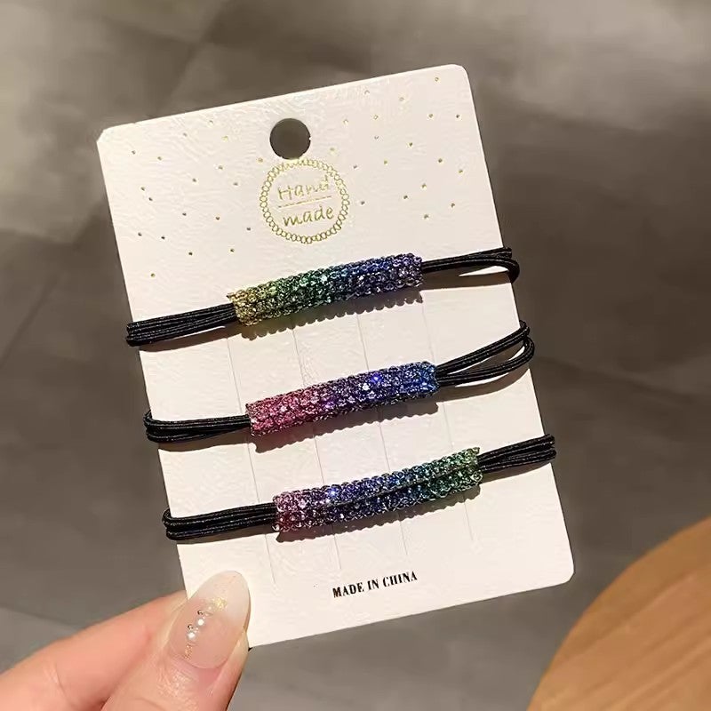 Generic Super Shiny Rhinestone Hair Ties for Women Elegant Ponytail Holder High Elasticity Hair Bands Korean Style Fresh Sweet Headwear 3# color rhinestone hair rope-no card 