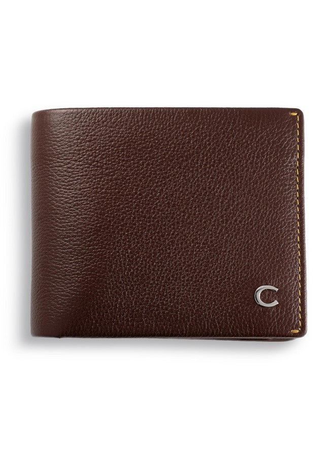 Contacts Wallet for Men Leather Original | Stylish Purse with RFID Blocking | Card Holder Slots ID Window Coin Pocket and 2 Cash Compartments | Gift for Man (203-Brown) - Image 1