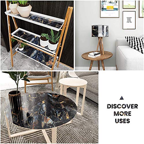 HOMEMATES Self-Adhesive Wallpaper Waterproof Old Furniture Vinyl Stickers Wooden Door Wardrobe Desktop PVC Wall Papers 45 X 304 CM- (Blue Marble) - Image 3