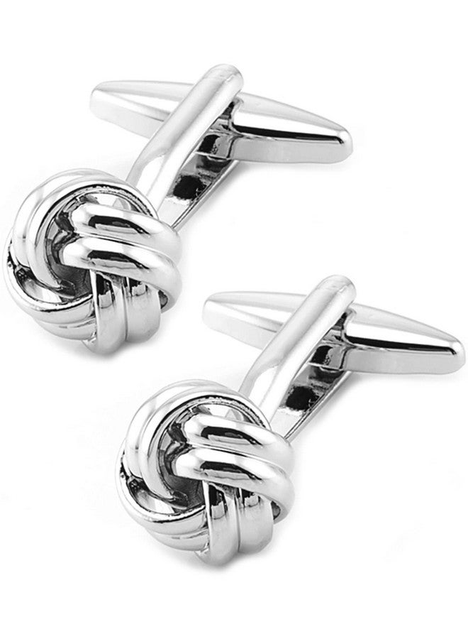 Jonwo Lady Men'S Cuff Links For French Silver Knot Tuxedo Shirt Stainless Brass Metal Shirt Buttons Cufflinks Anniversary In Gift Box - Image 1
