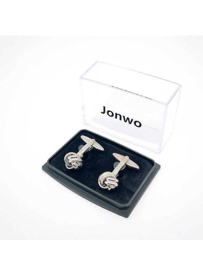 Jonwo Lady Men'S Cuff Links For French Silver Knot Tuxedo Shirt Stainless Brass Metal Shirt Buttons Cufflinks Anniversary In Gift Box - Image 4