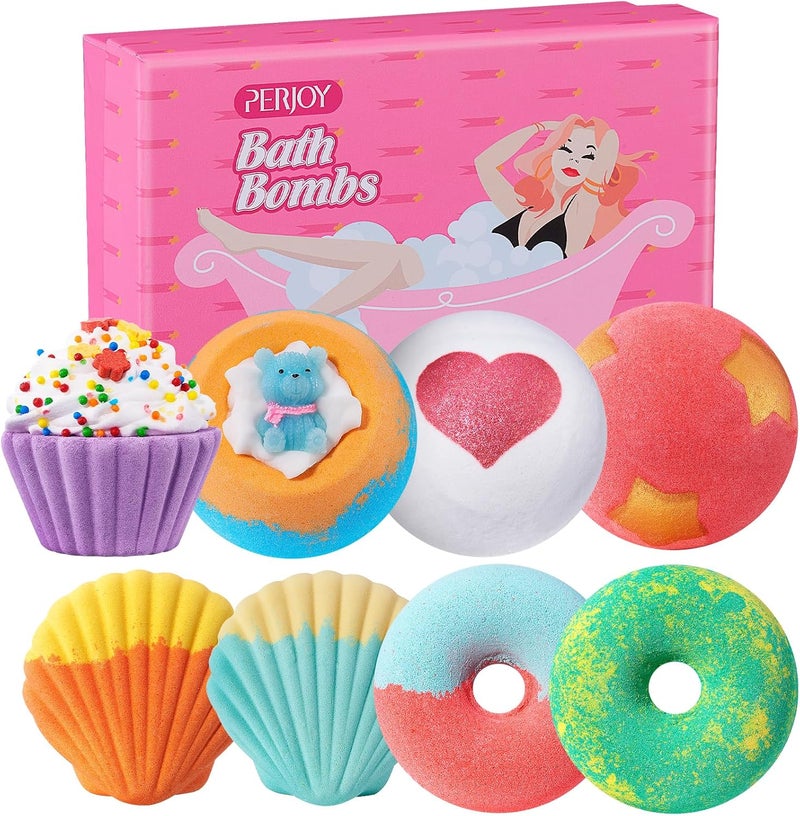Bath Bombs for Girls Kids  Women 8pcs Organic Bath Bombs Bubble Bath Self Care Valentines Birthday Christmas Gifts for Kids Girls Mothers Day Gifts for Wife Mom Women  Her