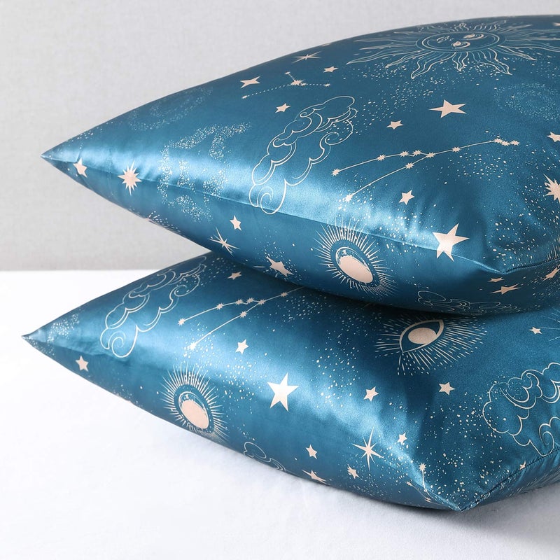 EXQ Home Satin Pillowcase Silky Satin Pillowcase for Hair and Skin,Soft Printed Pillow Cases Queen Size Set of 2 Satin Pillow Case with Envelope Closure Similar to Silk Pillow Cases - Image 5