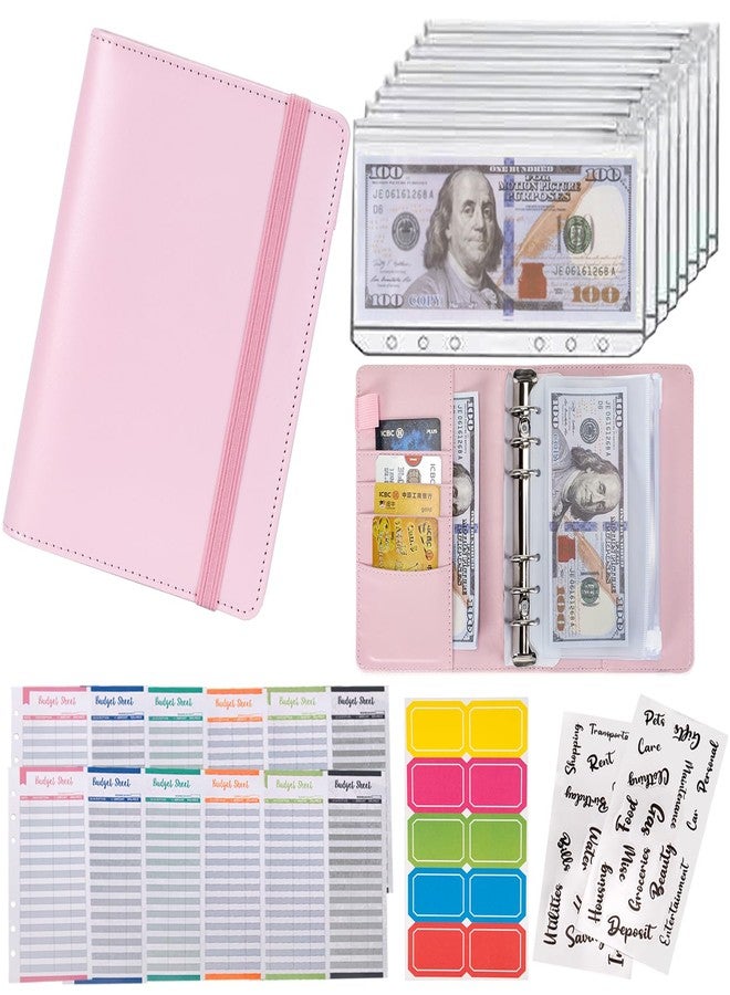 NICOOTHBudget Binder Cash Envelopes A6 Money Saving Binder with Zipper envelopes (A6 Pink) - Image 1