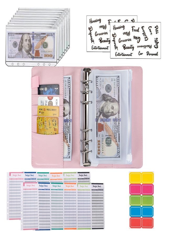 NICOOTHBudget Binder Cash Envelopes A6 Money Saving Binder with Zipper envelopes (A6 Pink) - Image 4