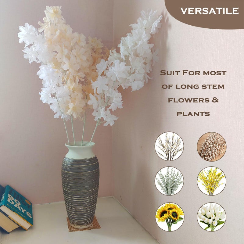 HUBUISH Ceramic Rustic Farmhouse Vase, 12.6" Large Vintage Flower vase Home Decor, Tall Boho Decorative Vases for Living Room, Table, Mantel, Shelf and Centerpieces Decor and Housewarming (D) - Image 3