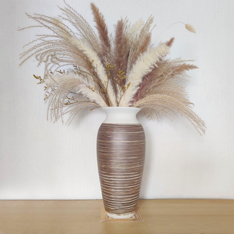 HUBUISH Ceramic Rustic Farmhouse Vase, 12.6" Large Vintage Flower vase Home Decor, Tall Boho Decorative Vases for Living Room, Table, Mantel, Shelf and Centerpieces Decor and Housewarming (D) - Image 2