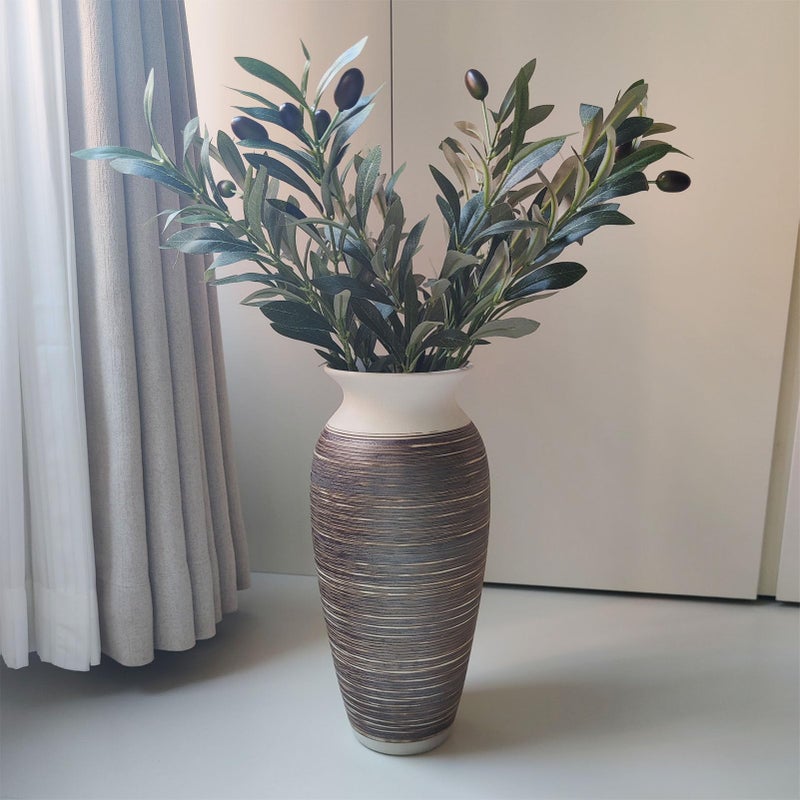 HUBUISH Ceramic Rustic Farmhouse Vase, 12.6" Large Vintage Flower vase Home Decor, Tall Boho Decorative Vases for Living Room, Table, Mantel, Shelf and Centerpieces Decor and Housewarming (D) - Image 5