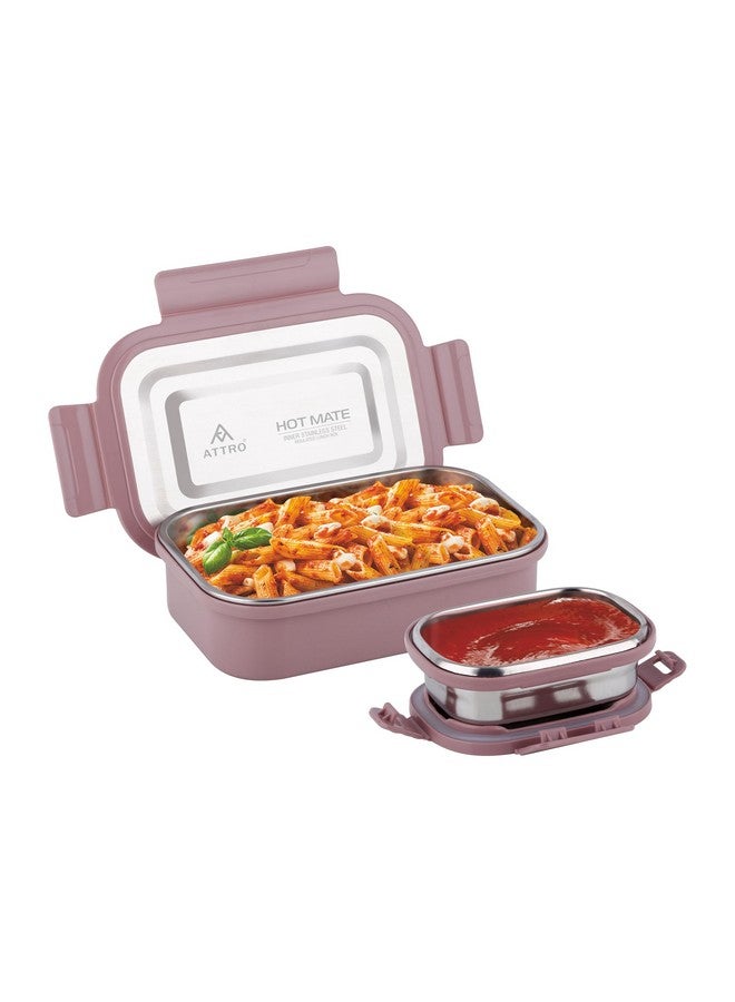 ATTRO Hotmate Stainless Steel Insulated Airtight Leak-Proof Lunch Box Unbreakable Lid,Snacks Tiffin for Kids,Light Weight,Easy Clean for Office,School,Picnic&Travelling,800 Ml - Pastel Violet - Image 1