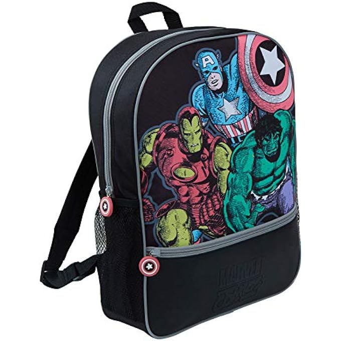 Marvel Comics Comics Avengers Kids Backpack Large School Bag Travel Backpack Black Bag for Boys Girls Adults Backpack with Cup Holder - Image 1