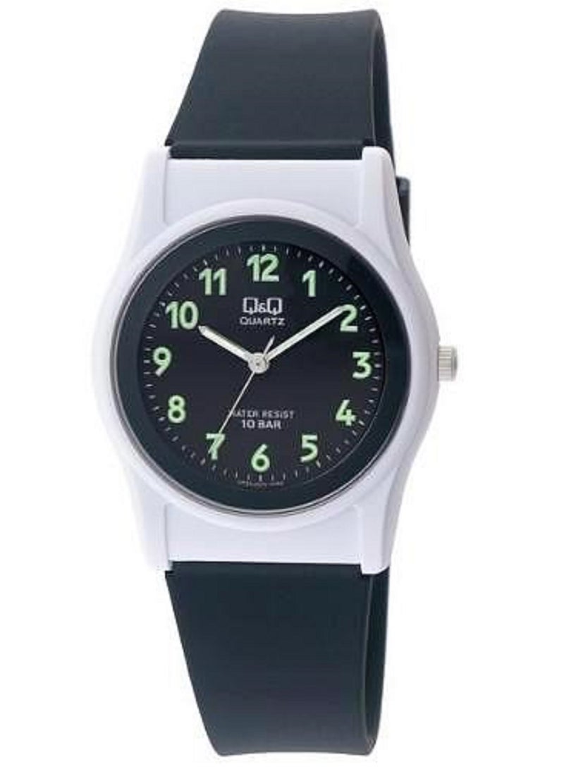 Q&Q Watch Unisex, Quartz Movement, Analog Display, Black Resin Strap-VP26J020Y
