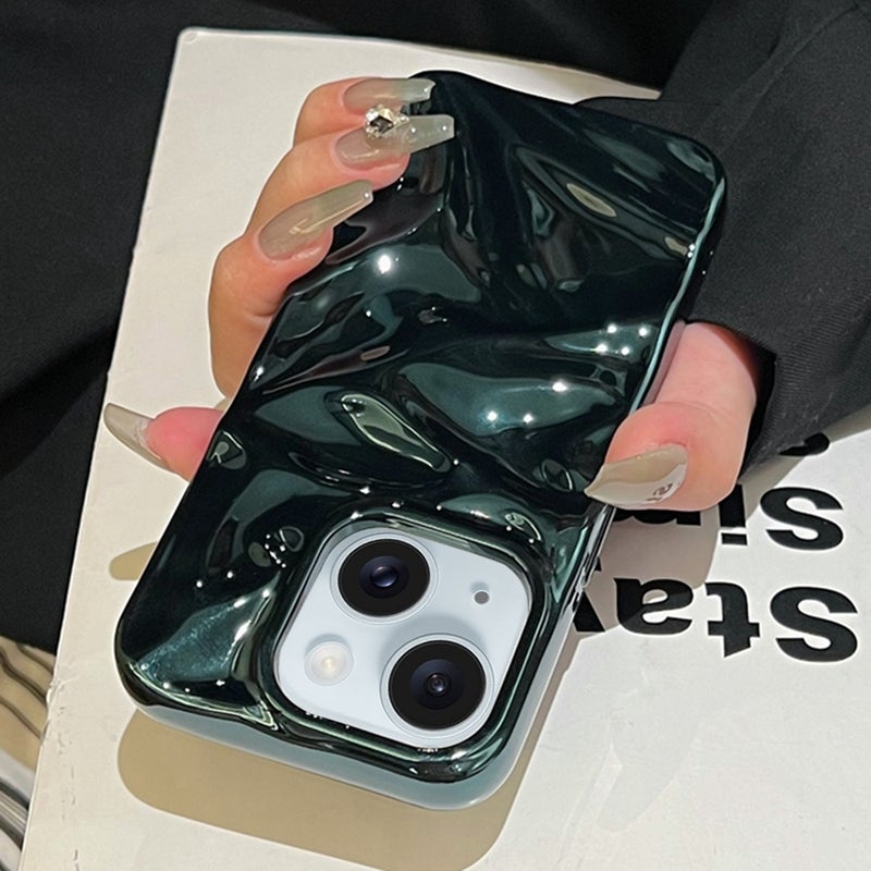 HuHa Protective Cover For iPhone 12 Water Ripple Electroplating Paint TPU Phone Case(Bright Green) - Image 3