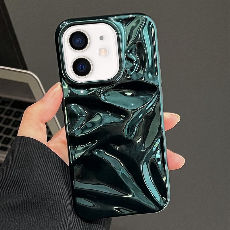 HuHa Protective Cover For iPhone 12 Water Ripple Electroplating Paint TPU Phone Case(Bright Green) - Image 1