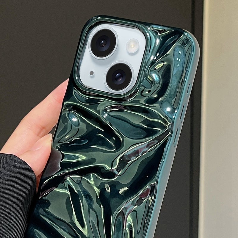 HuHa Protective Cover For iPhone 12 Water Ripple Electroplating Paint TPU Phone Case(Bright Green) - Image 4
