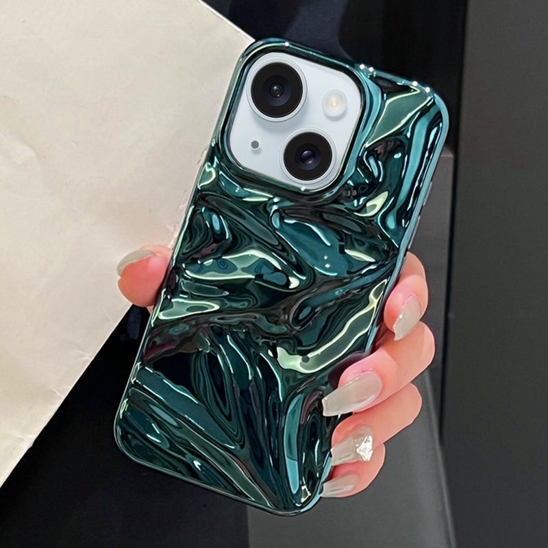 HuHa Protective Cover For iPhone 12 Water Ripple Electroplating Paint TPU Phone Case(Bright Green) - Image 2