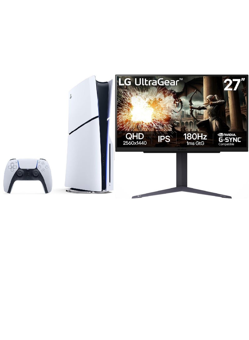 Sony UltraFusion PS5 Kit - PlayStation 5 Console + LG UltraGear 27” QHD 200Hz IPS Gaming Monitor (Height Adjustable) - Image 1