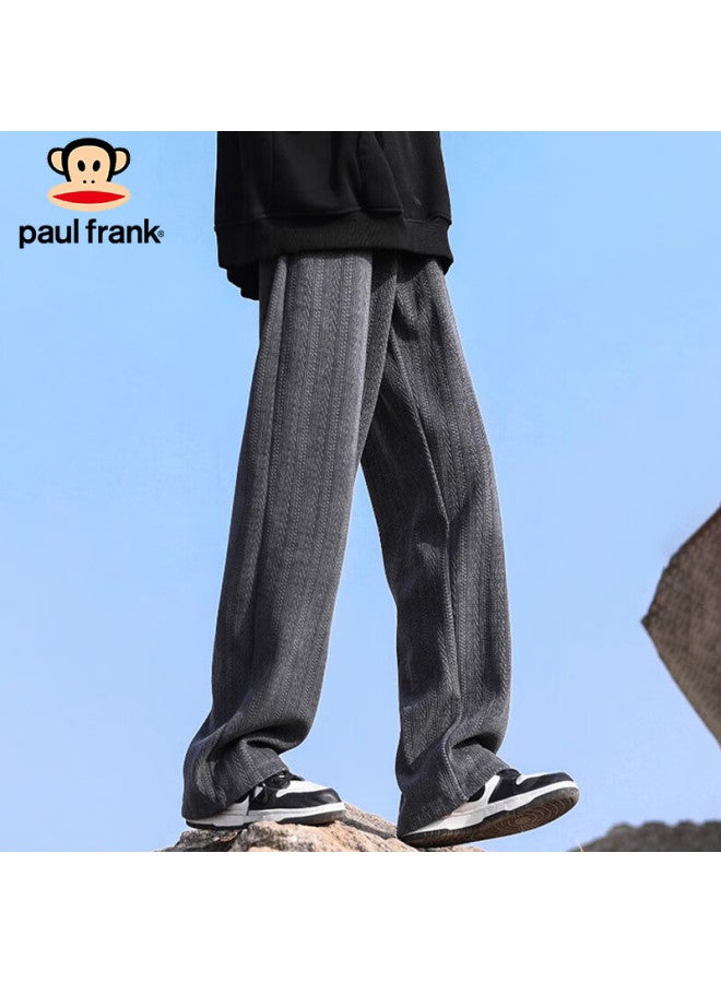 Paul Frank Casual Pants For Men, Summer Trendy Straight-leg Trousers, Wheat Pattern Loose-fitting Long Pants, Dark Gray, Size L - Image 4