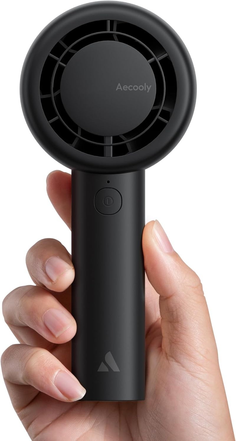 Aecooly Portable Handheld CloudFlow Fan with Dual Air Channels, 16H Max with 5 Speeds USB Rechargeable Mini Personal Battery Powered Small Pocket Fan for Travel, Beach, Cruise, Gifts for Women -Black - Image 1