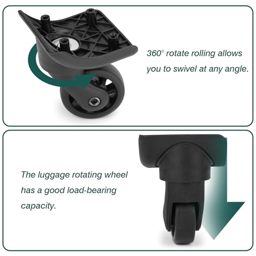 Ech.Apr 1 Pair Luggage Wheels Replacement Black Suitcase Wheels Replacement Parts Caster Trunk Wheels Luggage Suitcase Trolley - Image 4