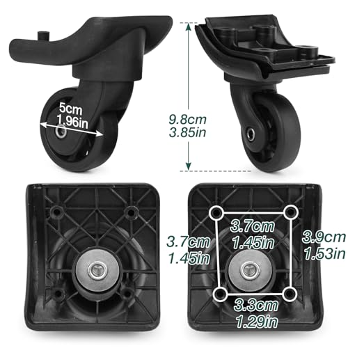 Ech.Apr 1 Pair Luggage Wheels Replacement Black Suitcase Wheels Replacement Parts Caster Trunk Wheels Luggage Suitcase Trolley - Image 2