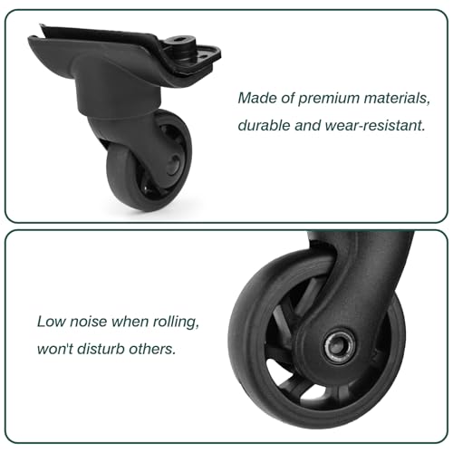 Ech.Apr 1 Pair Luggage Wheels Replacement Black Suitcase Wheels Replacement Parts Caster Trunk Wheels Luggage Suitcase Trolley - Image 3