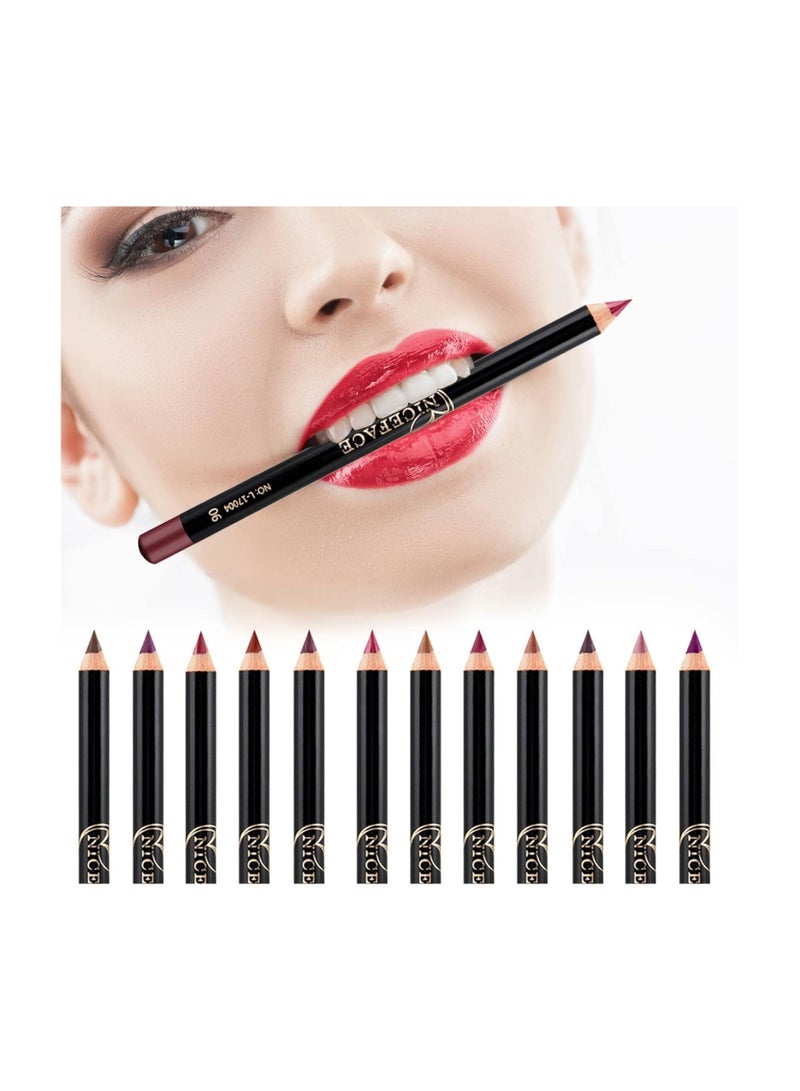 Nice Face 12pcs Italia Deluxe Ultra Fine Lip Liner Set Of 12 Colors Color Rendering Long Lasting - Image 3