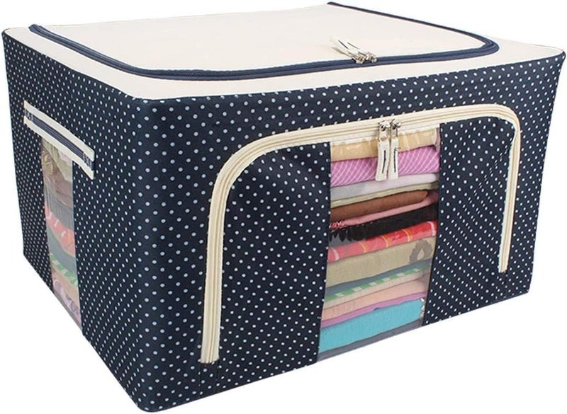 TINKDAS 66 Liter Large Capacity Clothes Storage Bag Foldable Steel Frame Clothes Organizer Storage Box Storage Bag for Wardrobe Saree Shirts and Blankets 1 - Image 1
