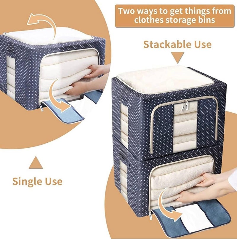TINKDAS 66 Liter Large Capacity Clothes Storage Bag Foldable Steel Frame Clothes Organizer Storage Box Storage Bag for Wardrobe Saree Shirts and Blankets 1 - Image 5