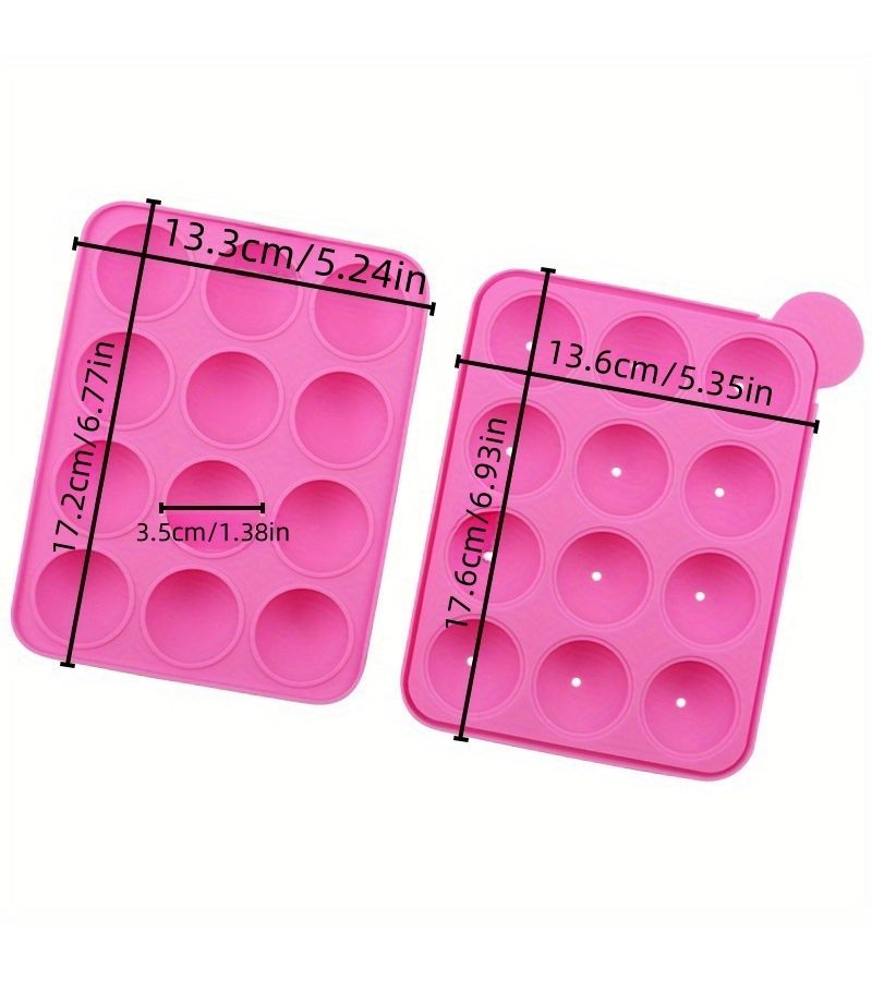 Pink Silicone Lollipop Mold 12 Cavity Round Chocolate Baking Cake Mold Reusable - Image 2