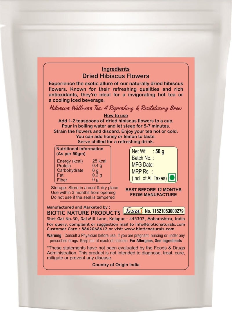 Biotic Organic Dried Chamomile Hibiscus Flowers and Dry Lemon Grass Leaves - Herbal Tea Flowers Combo - Chamomile Flower - Hibiscus Flower - Lemongrass Dry Leaves Combo - 150g (50gm each) - Image 2