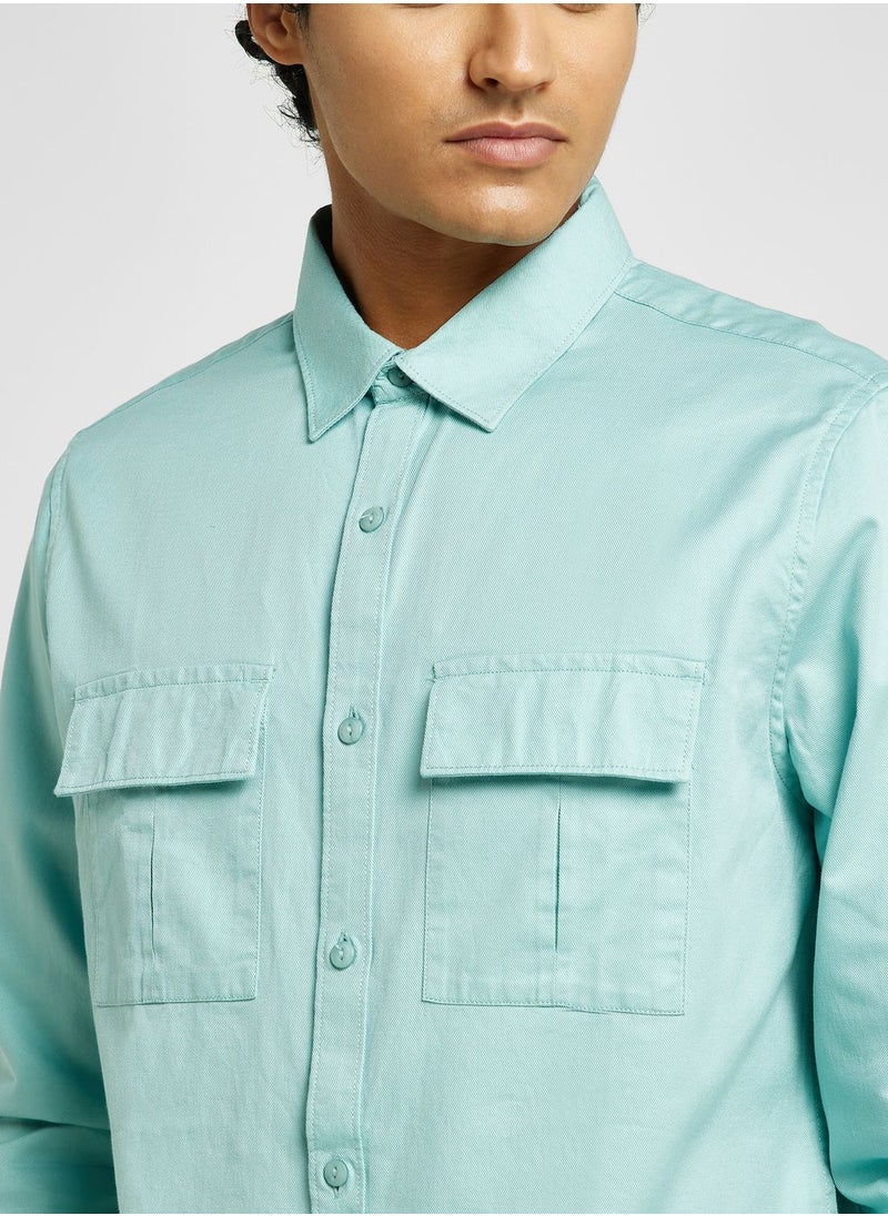 Thomas Scott Thomas Scott Cotton Twill Classic Slim Fit Opaque Casual Shirt  - Image 3