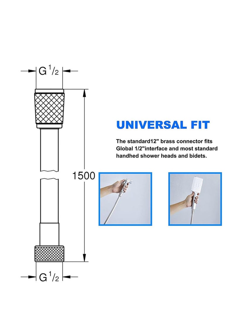 ECVV ECVV 1.5M Shower Hose, Premium PVC Handheld Shower Head Hose Flex Hoses Extension,Flexible Shower Head Replacement Hose, Anti-Twist, Easy-to-Clean - Image 5